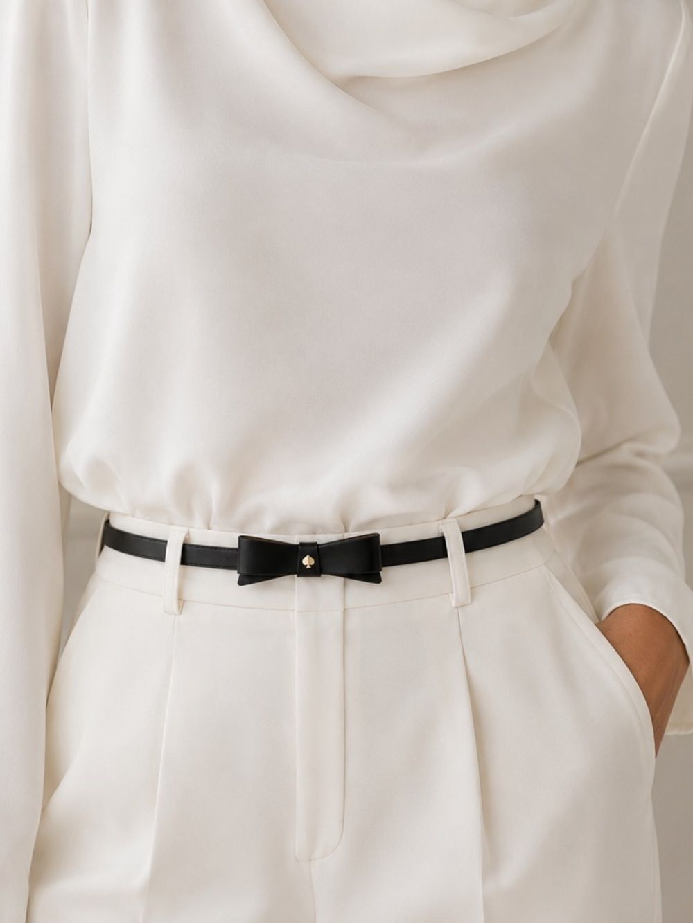 Kate Spade New York Black Bow Belt Gold Spade Size Large